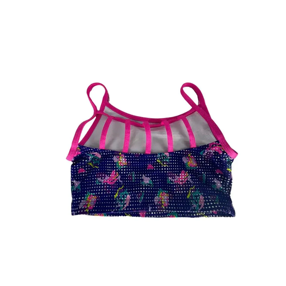 Danskin Freestyle Girls Printed Strappy Swim Bathing Suit Top Youth 10-12 Large